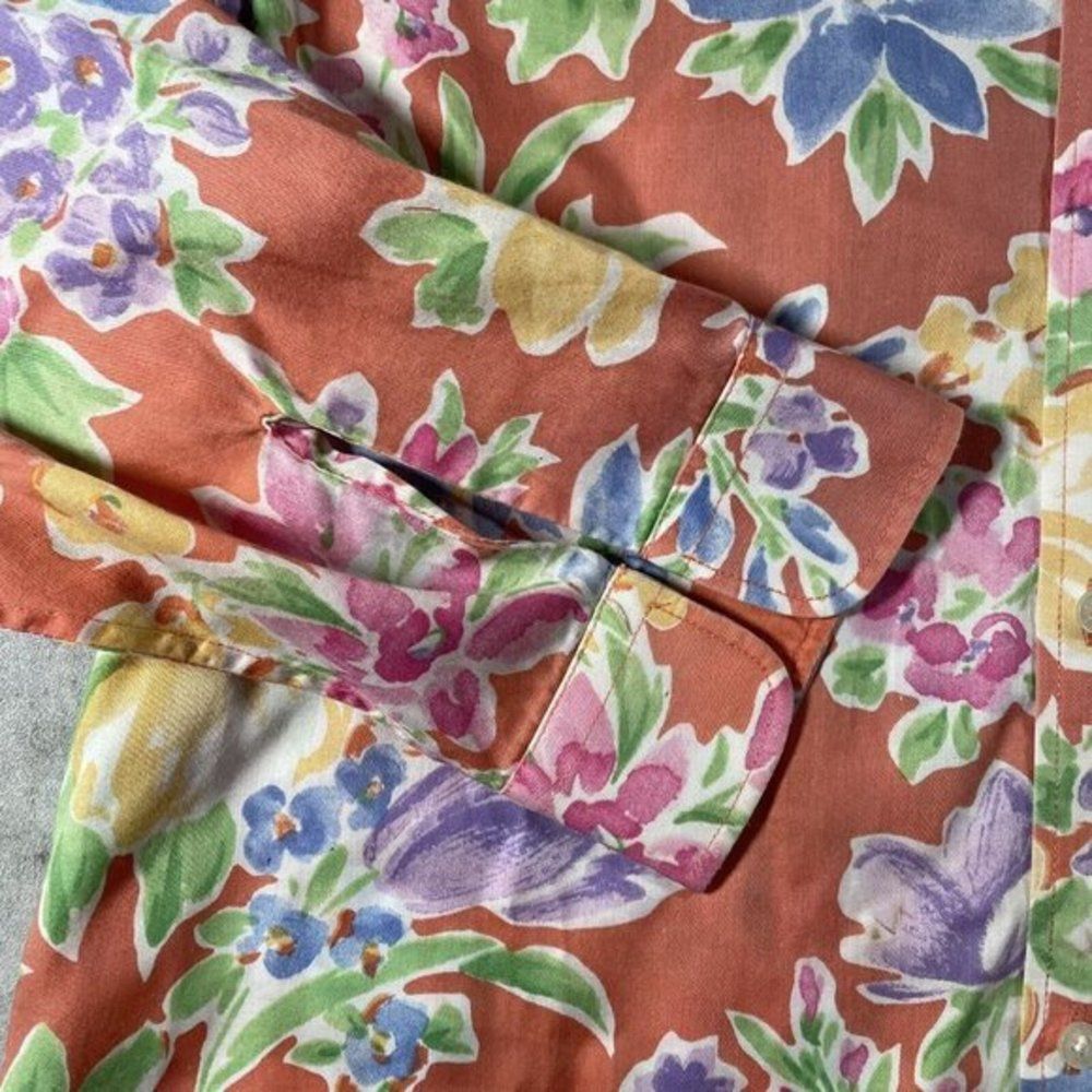 Ralph Lauren Hawaiian Short Sleeve Button Up Shirt Women Size M Floral Tropical - Picture 3 of 7